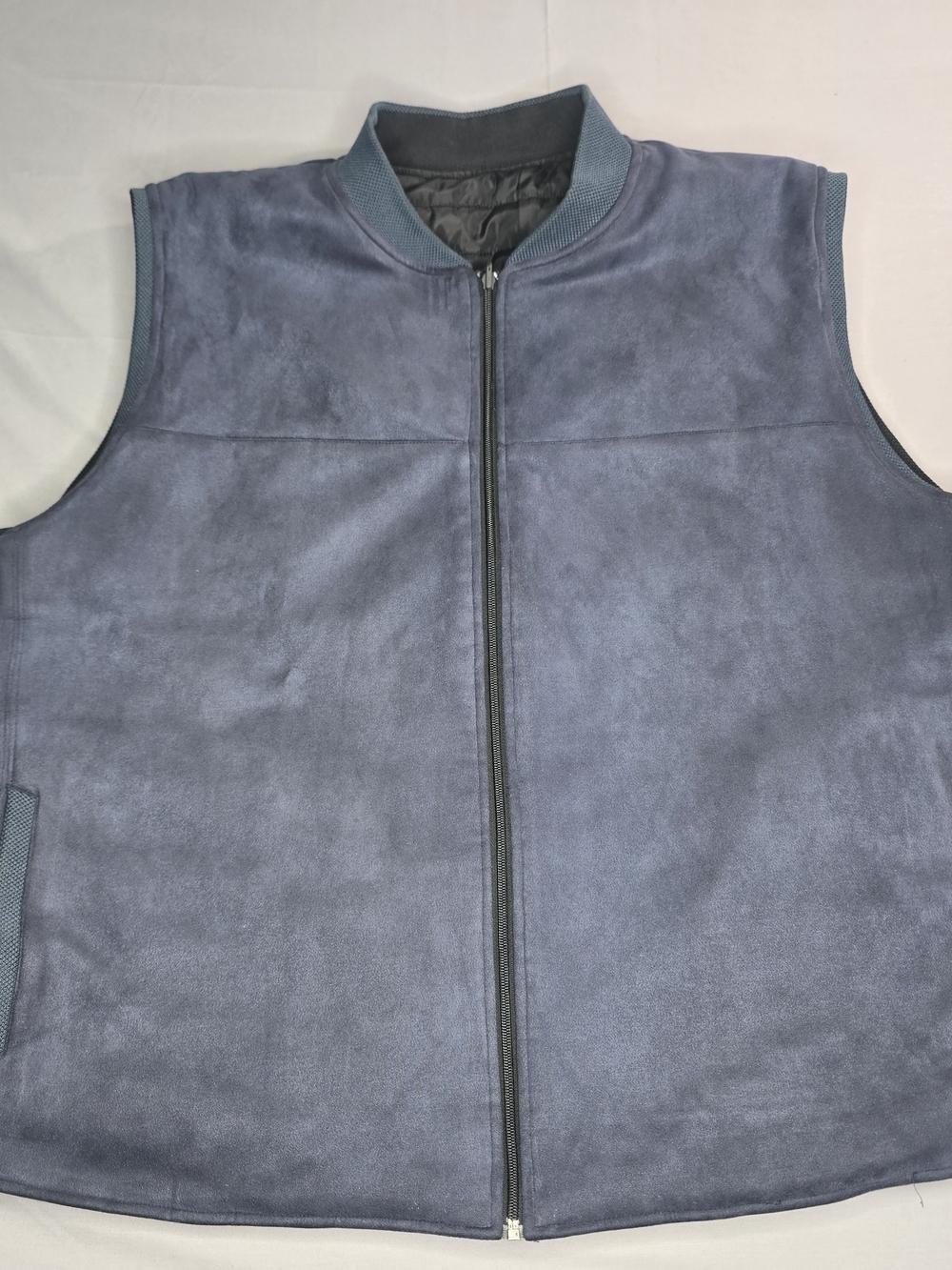 Kenneth Cole Men's 3XL Big & Tall Reversible Vest Navy Blue Black Quilted Full Z